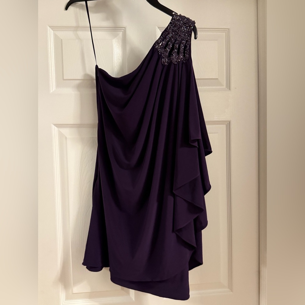New JS Boutique One-Shoulder Dress in Deep Purple